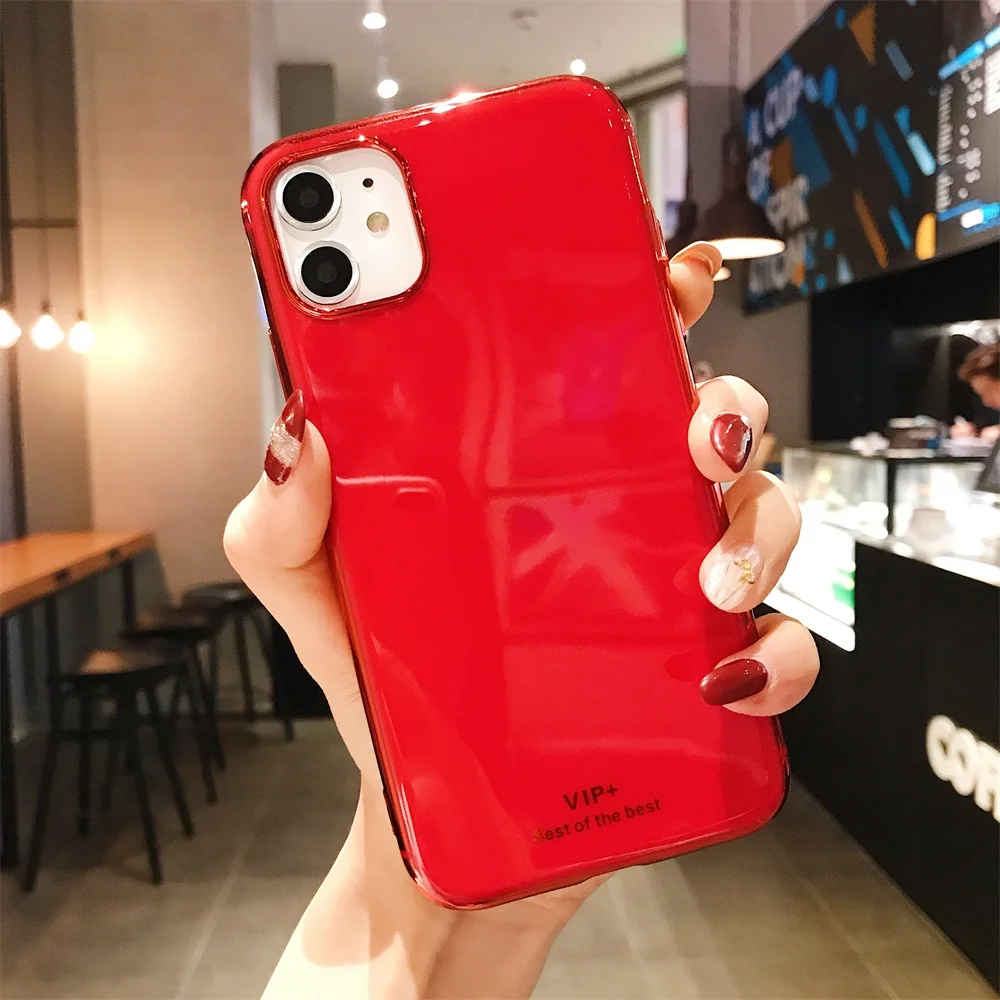 Роскошный 6D чехол с покрытием для iPhone 11 11 pro Max мягкий силиконовый защитный чехол для телефона для iPhone 6 6S 7 8 Plus X XR XS MAX чехол s - Цвет: Red