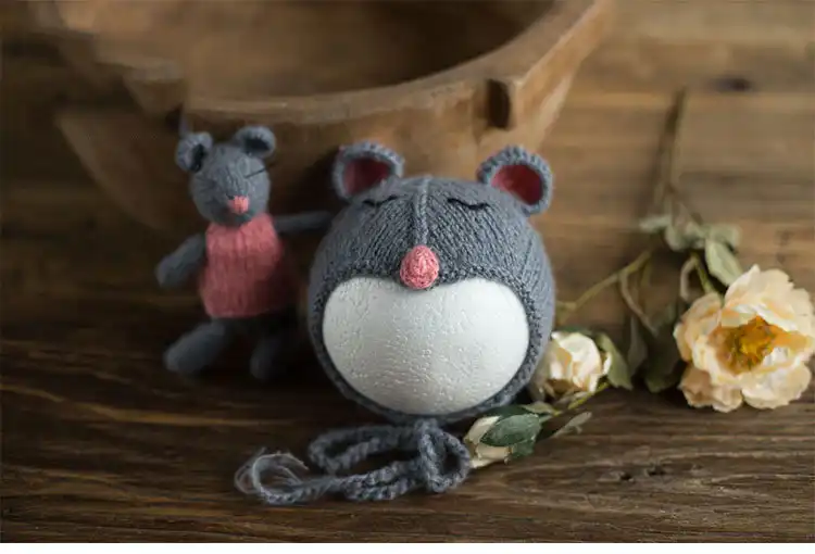 Newborn Photography Props Baby Hat Photo Studio Photo Props Baby Photo Knitted Rat Mouse Doll Photo Accessories Hats Caps Aliexpress