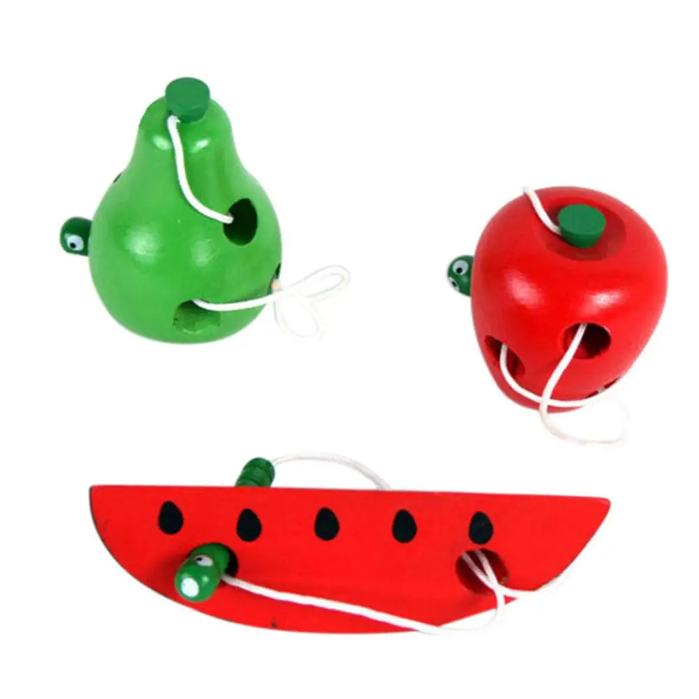 

Kids Threading Toy Fruit Shape Intelligence Lacing Game Montessori Puzzle Threading Kid Wooden Toy Educational Toy