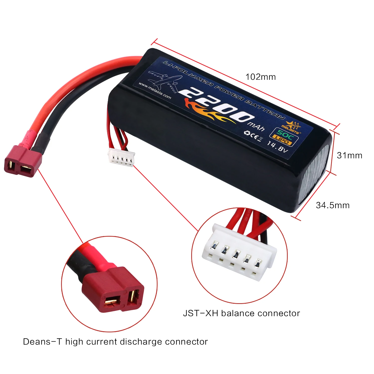 MELASTA 14 8 V 2200mAh 4S LIPO аккумулятор с разъемом разряда Deans T для радиоуправляемых