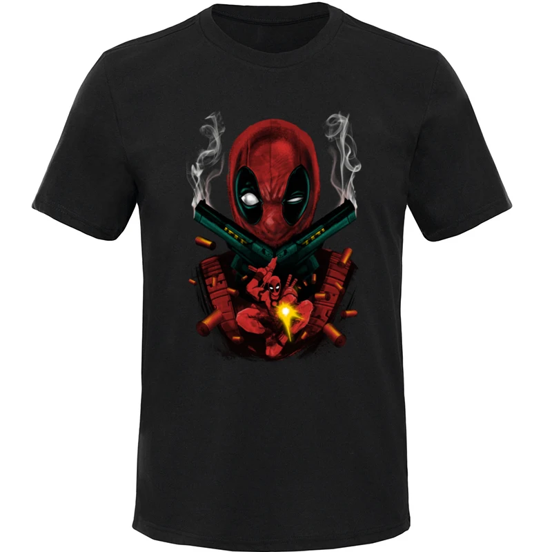 

Punk Gun Deadpool T Shirt Mens Tshirt Merc With A Mouth Artistic Print T-Shirt Leisure Tops Fashion Cotton Marvel Tees For Men