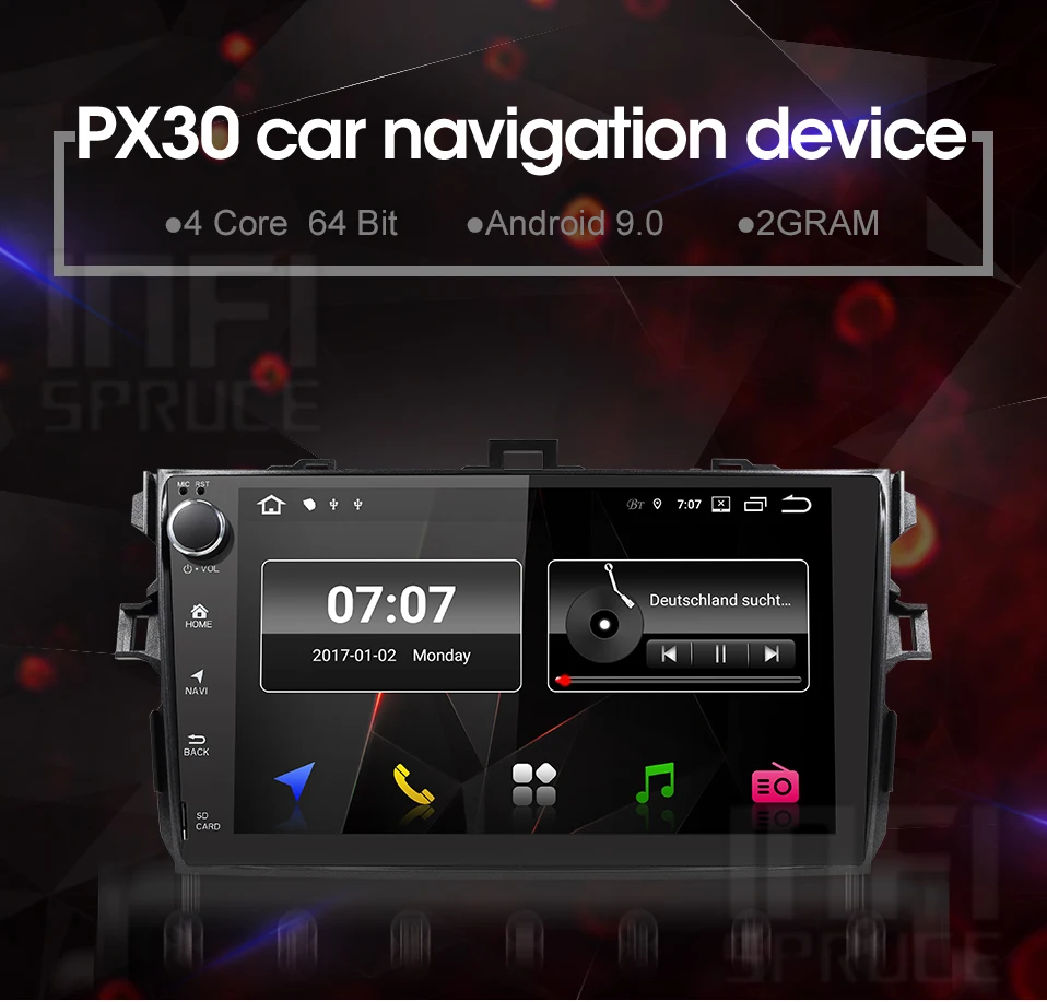 PX30 32G Android 9,0 автомобильный dvd-плеер для Toyota Corolla 9 дюймов 1024*600 экран автомобиля Радио Стерео gps навигация видео плеер