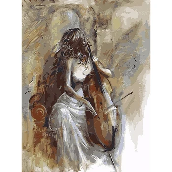 

Diamond Diy Painting Cello Beauty Full Round Drill 5D Cross Stitch Home Decoration Wall Art Craft Embroidery Portrait Pictures