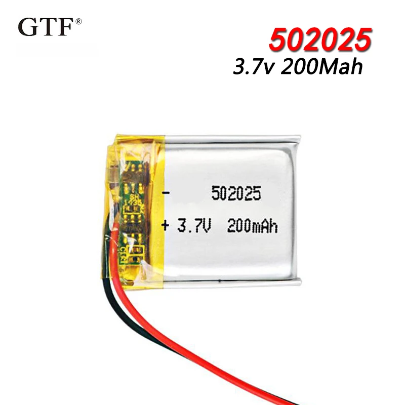 

502025 3.7V 200mAh Lithium Polymer Li-Po li ion Rechargeable Battery For toys speaker Tachograph MP3 MP4 GPS Bluetooth Lipo cell