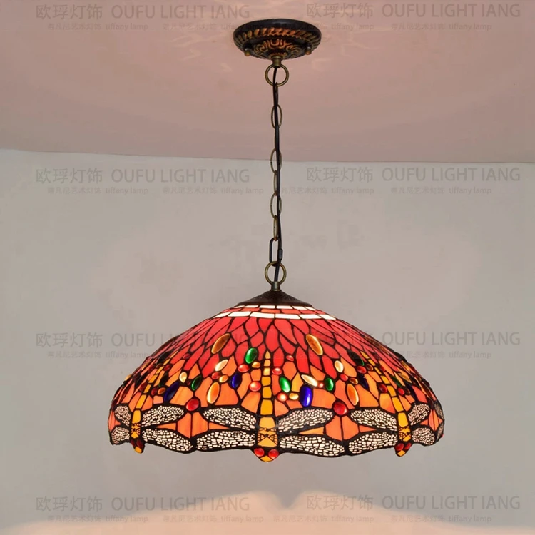 18inch European Tiffany Red Dragonfly 