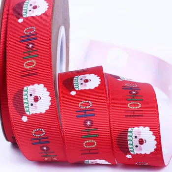 

25mm Wide Christmas Ribbon Santa Snowman Pattern Satin Ribbons Chrismas Decoration DIY Gift Packaging Silk Ribbon