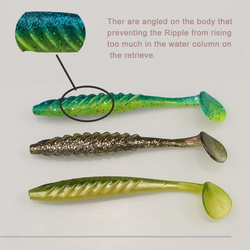 ESFISHING Soft Silicone Bait Ripple Shad 100mm 125mm For Pike Bass Fishing T Tail Jigging Pesca Artificial Fishing Lure Tackle