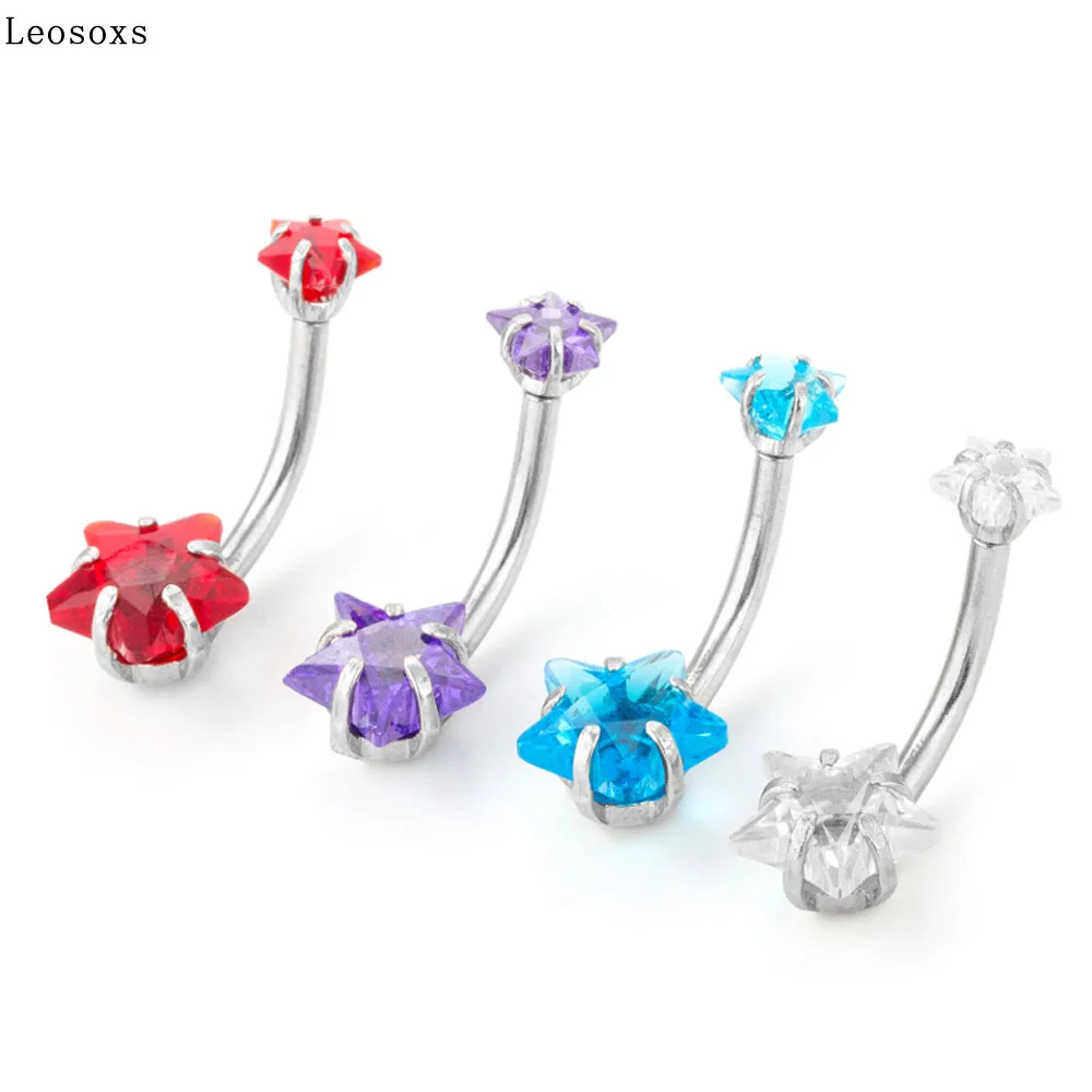 

Leosoxs 1 Pcs Explosive Five-pointed Star Stainless Steel Belly Button Ring Button Nail Belly Button Piercing Jewelry