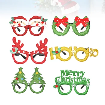 

6pcs Christmas Party Glasses Classic Christmas Themed Eyeglasses Christmas Decorative Eyeglasses Practical Photo Props for Kids