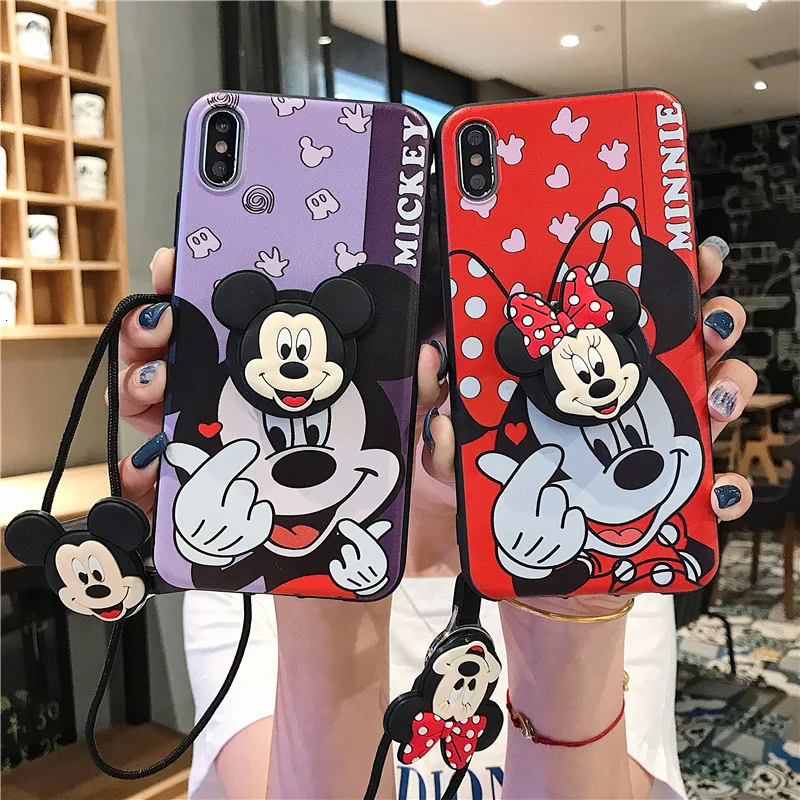 

New creative lanyard phone case for iPhone X XS XR XSMax 8 7 6 6S PluS cartoon pendant soft shell drop protection cover