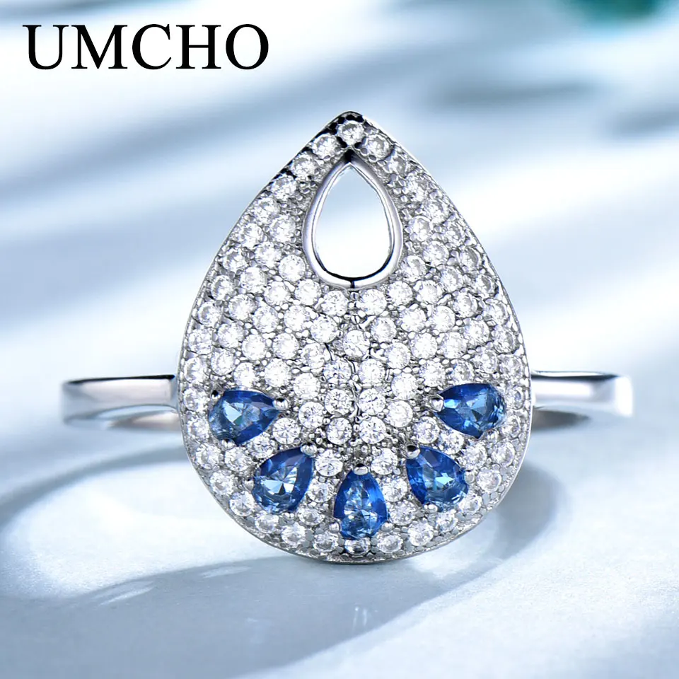UMCHO Nano Кольца с полудрагоценными камнями для Для женщин натуральная 925 пробы серебряные Модные камень для родившихся в мае Кольцо Романтический подарок ювелирные украшения