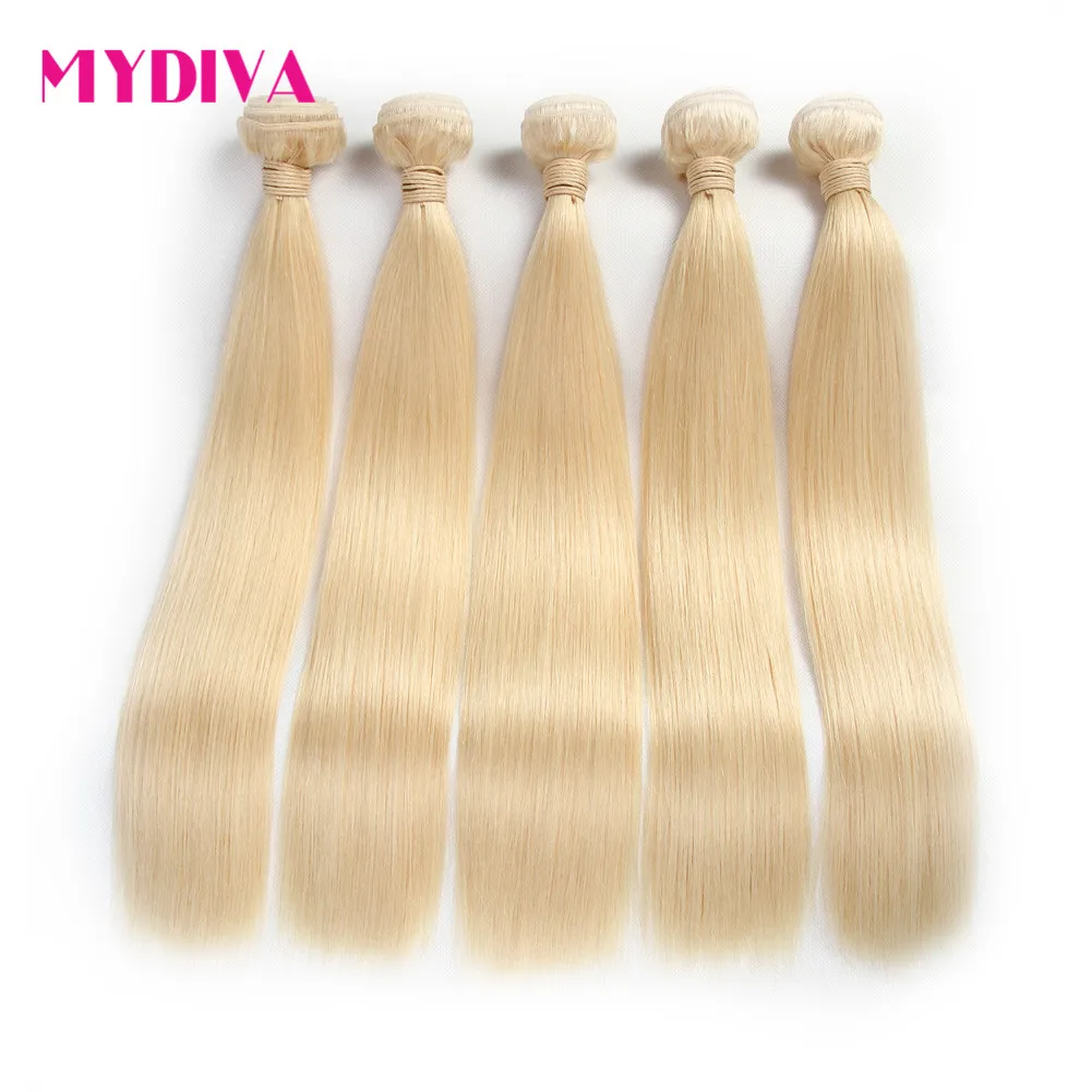 613 блонд, пряди для волос, бразильские волосы, волнистые пряди, мед, прямые человеческие волосы для наращивания, не распутываются, волосы remy Mydiva