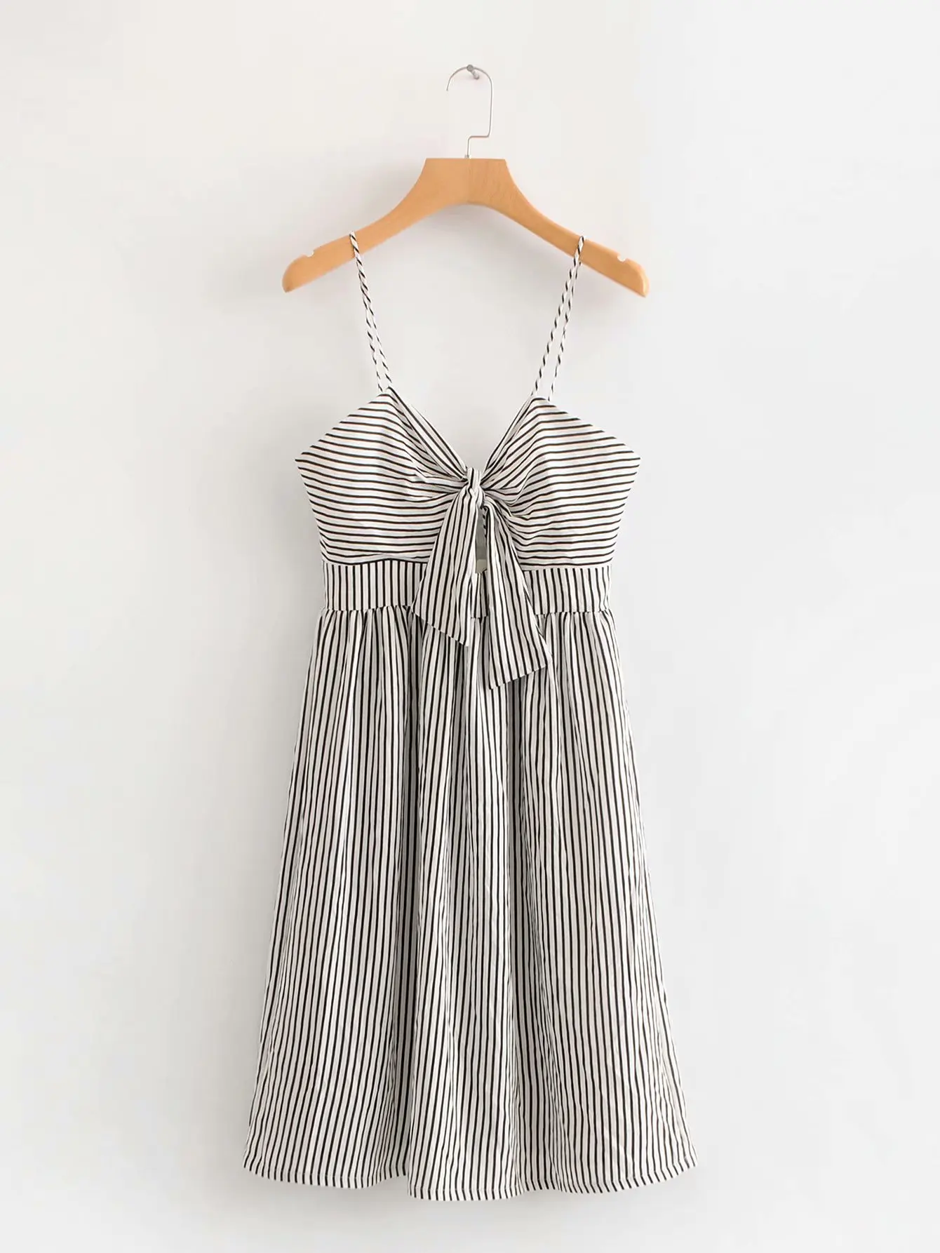 

2018 Western Style Spring And Summer WOMEN'S Dress New Style Stripes Knotted Strapped Dress