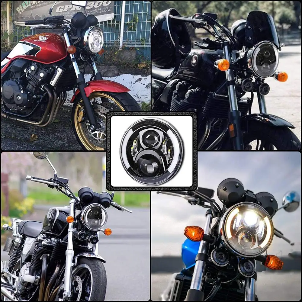 Велосипед CB400SF фара 7 дюймов с halo для мотоцикла CB серии DRL Функция Hi/Lo луч черный| |