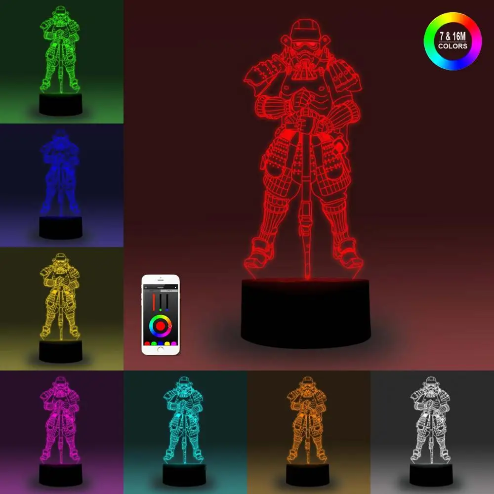 NiteApps 3D Штурмовик воин ночник настольная Иллюзия украшение лампа подарок на день рождения приложение/сенсорный контроль