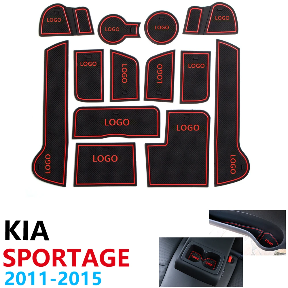 

Anti-Slip Rubber Cup Cushion Door Groove Mat for KIA Sportage MK3 SL R 2011~2015 2012 2013 2014 13Pcs Accessories mat for phone