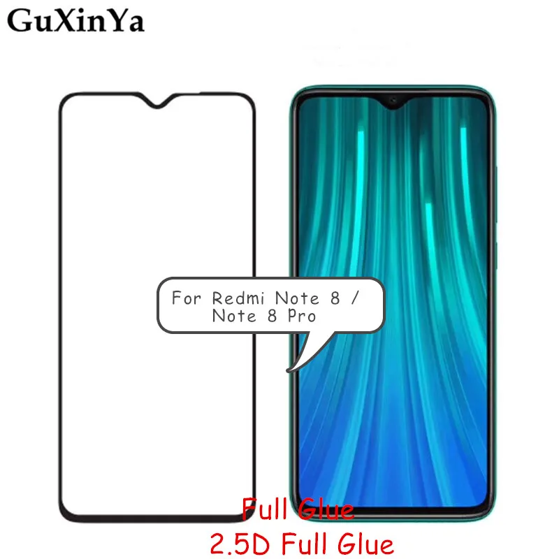 Защитная пленка для экрана Redmi Note 8 Pro полностью проклеенное стекло закаленное Xiaomi