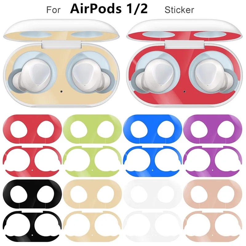 

10 Pcs For Apple AirPods 1/2 Sticker Dust-proof Skin Protective Cover Scratchproof Metal Guard Sticker for AirPods 2 Accessories