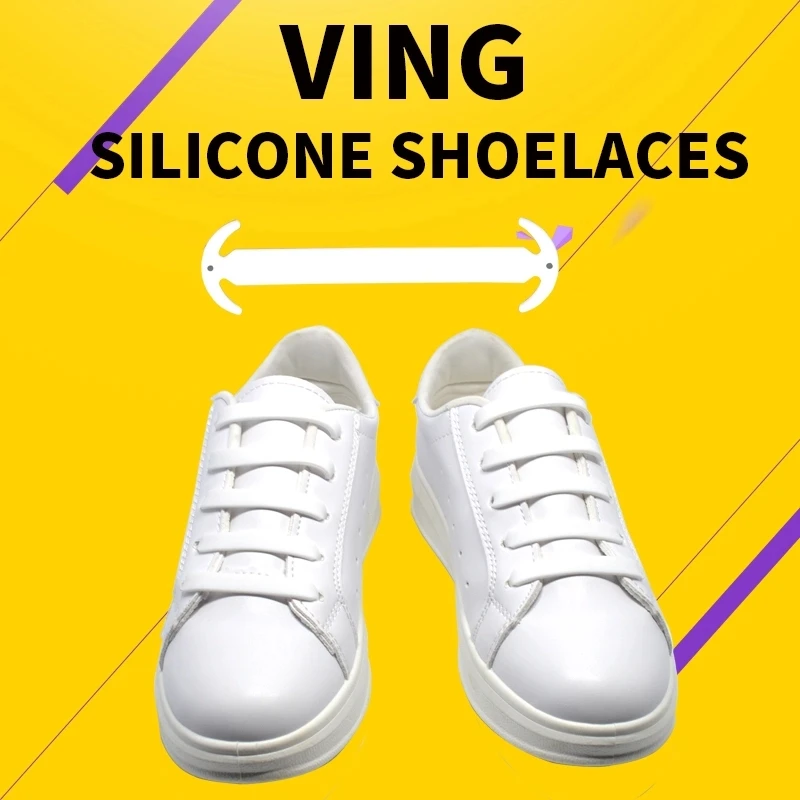 14pcs VING Lazy Elastic Silicone Shoelaces No Tie Running Sneakers Strings Shoe Laces