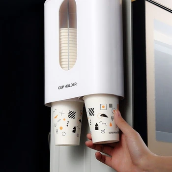

Household Disposable Paper Cup Holder Water Dispenser Dustproof Cup Holder Wall Mount Double Tube Paper Cup Rack
