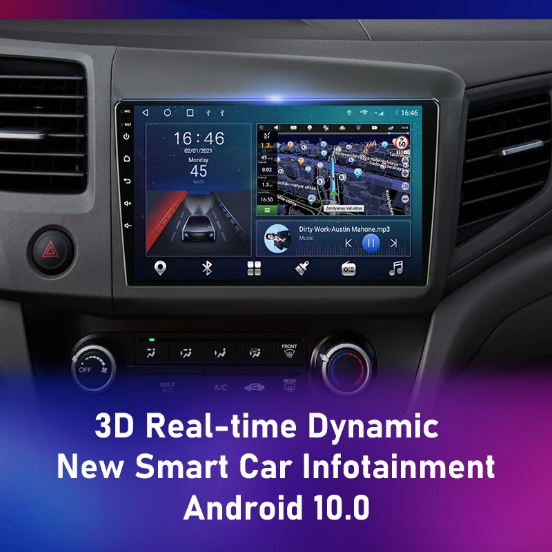For Honda Civic 2012-2015 Android Car Radio 2 Din GPS navigation Multimedia Video Player RDS DSP 4G DVD Screen Floating stereo