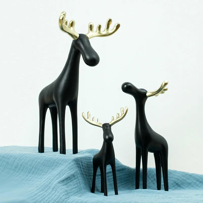 Home Decoration Golden Horn Elk Ornaments Handmade Decor Deer Sculpture Creative Living Room Wine Cabinet Christmas Gift | Дом и сад