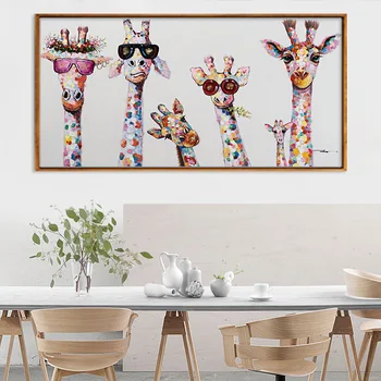 

Graffiti Art Animal Giraffes Family Oil Painting Graphic Artwork Canvas Posters Prints Cuadros Wall Art Pictures For Living Room