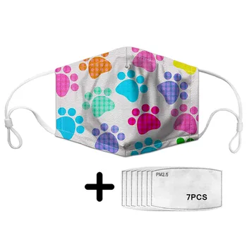

Sport Mask Cute Dog Paw Pattern Unisex Washable Face Mouth Mask With 7pcs Filter Insert Anti Windproof Anti Droplet Tapabocas