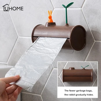 

Creative Wall-mounted Storage Box Cute Outcrop Bunny Kitchen Bathroom Garbage Bag Storage Rack Plastic Box Trash Bag Organizer