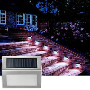 

3 LEDs Outdoor Wall Light Modern Solar Powered Lamp With Smart Lighting Sensor IP65 Waterproof For Outside Stairs Pathway Garden