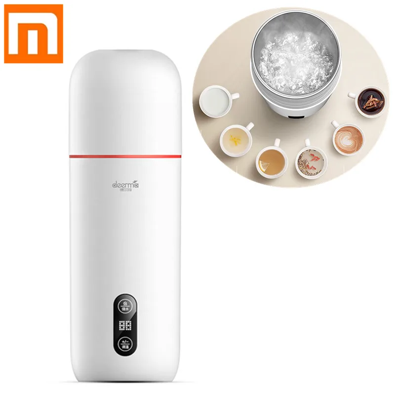 Goede Xiaomi Deerma Draagbare Elektrische Cup Reizen Hot Wtater Verwarming Cup 350ml Melk Travel Ketels Mokken Thermische Kopjes Thee Koffie heater