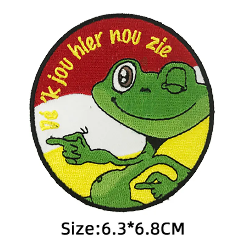 2021 Oeteldonk Emblem Frog Carnival for Netherland Emblems Full Embroidered Iron on Embroidery Patches for Clothing Applique F