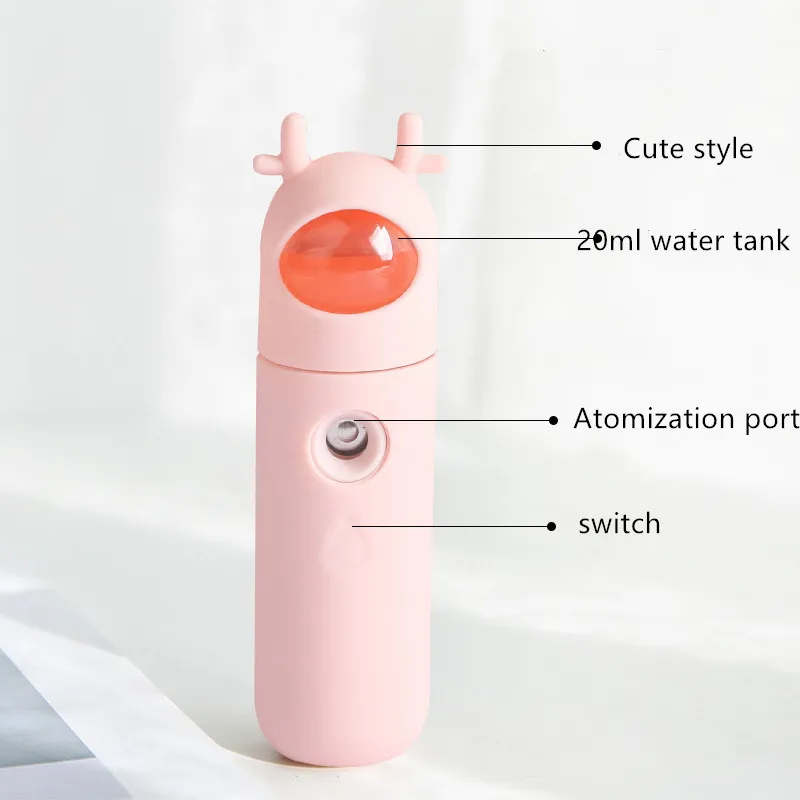 USB Pink Air Humidifier Bear Rabbit Portable Clean Care Skin Nano Spray Aroma Diffuser Facial Hydrating Spray Steamer