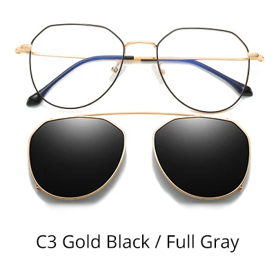 C3 Gold Black-Gray Два Oclock, ультра-светильник, солнцезащитные очки по рецепту, близорукость, женские, поляризационные, на клипсах, очки, оправа, полярная оптика, 2 в 1, Z17197 - Цвет линз: C3 Gold Black-Gray