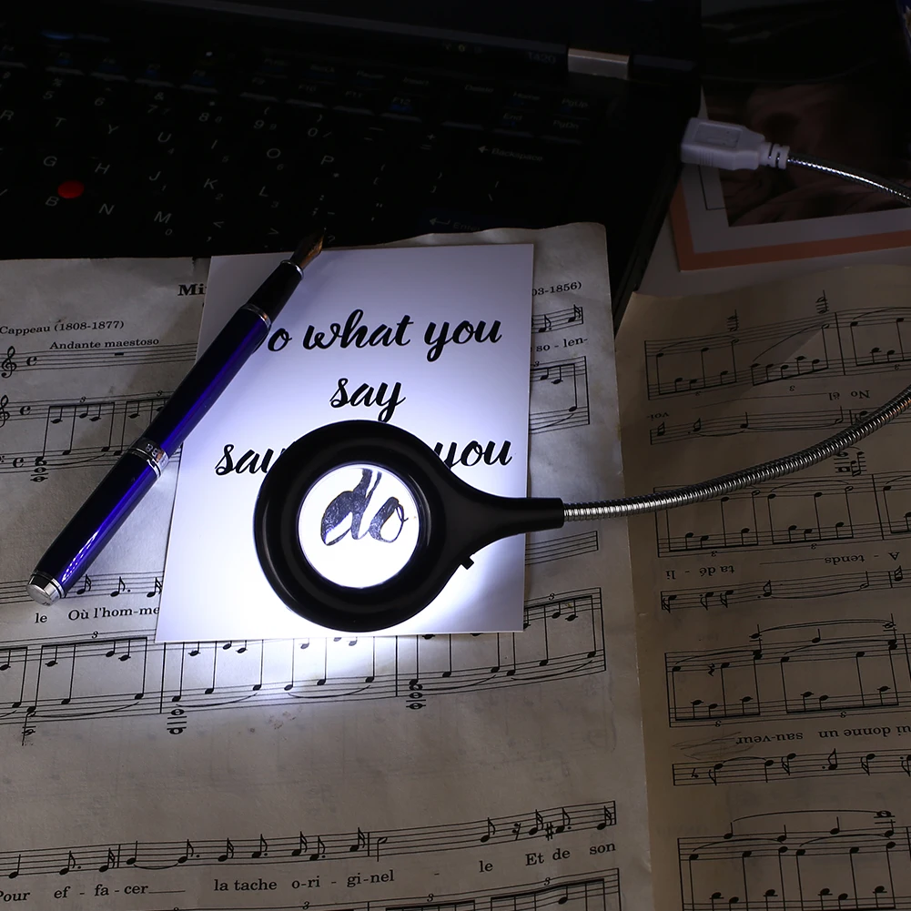 Яркий ночной Светильник 18LED USB с увеличительным стеклом для глаз, холодный белый