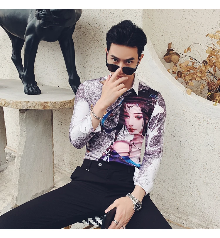 2019 Премиум Мужская одежда Camisa Homem красные брендовые модные рубашки с длинными рукавами и принтом для девочек мужские повседневные рубашки