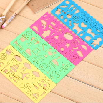 

2020 4Pcs/set Multipurpose Ruler Geometric Ruler With Alphanumeric Cartoon Pattern Multifunction Ruler Learning Tools Students