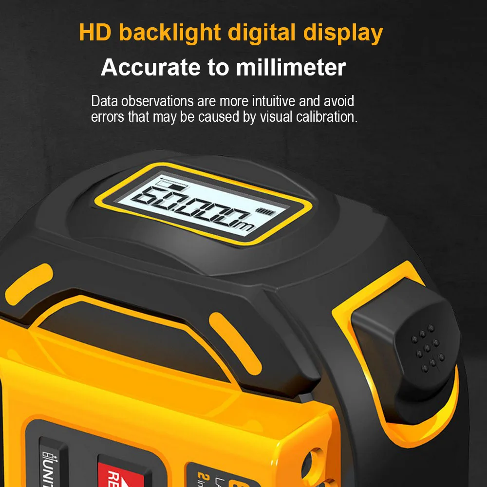 2 In 1 Laser Distance Meter Range Finder 40M 60M Laser Tape Measure Digital Retractable Laser Rangefinder Ruler Survey Tool 5m