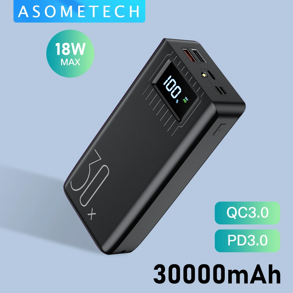 power bank 50000mah Power Bank 30000mAh QC3.0 Quick Charge Powerbank 30000 mAh Phone External Battery Portable Charger PD Fast Charging Poverbank best power bank for iphone
