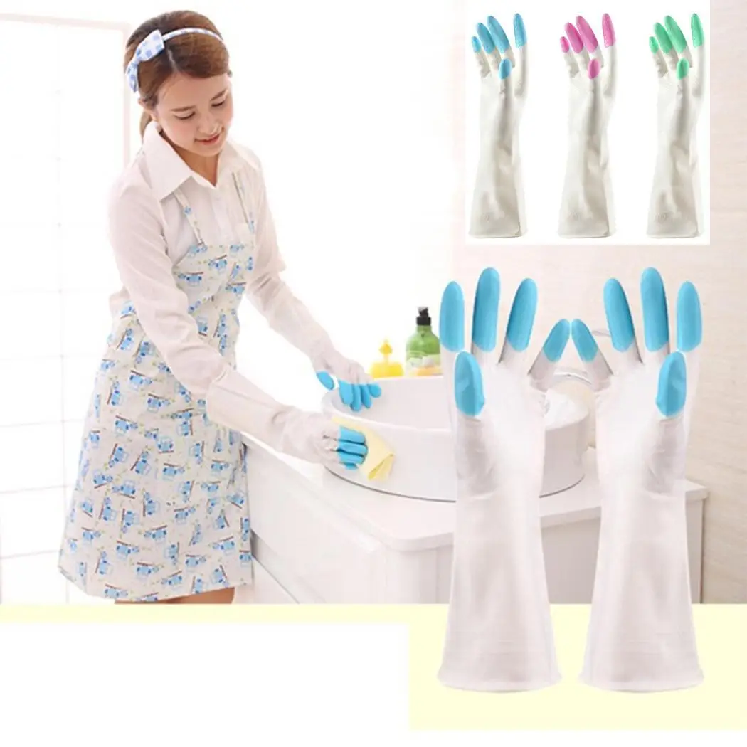 Новые водонепроницаемые латексные перчатки для мытья посуды на кухне синего/зеленого/розового цвета