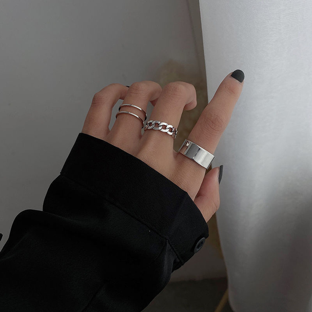 Color Hollowed Heart Shape Open Ring Set Design Cute Fashion Love Jewelry For Women Girl Gifts Adjustable Birthday Party