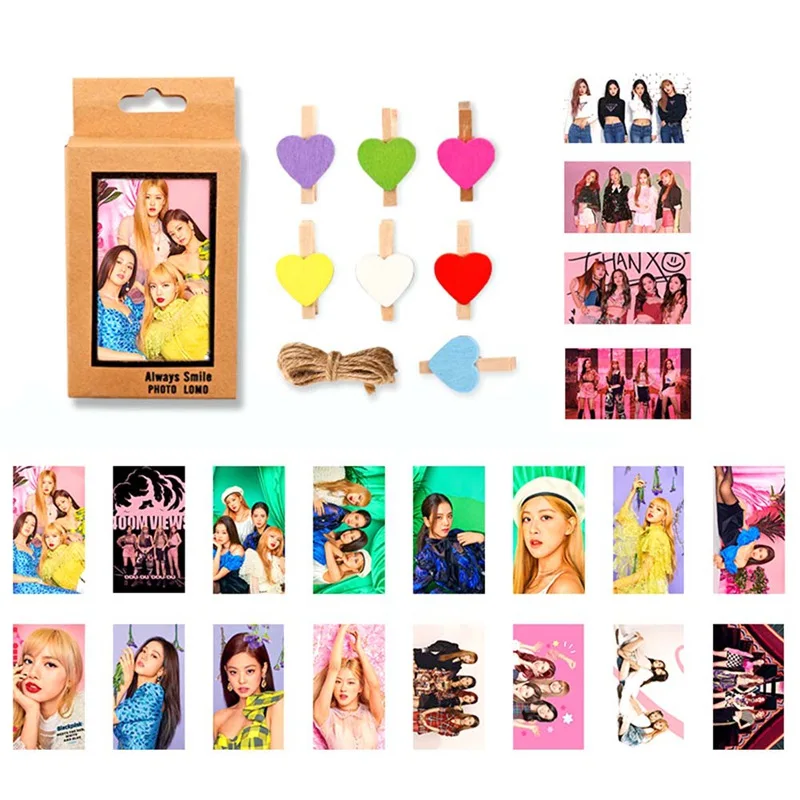20 шт./компл. K-POP BLACKPINK Альбом Бумажные фото карты Новая мода ломо карты с веревкой и зажимом