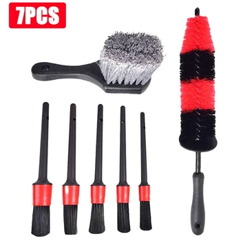 

7Pcs Soft Wheel Brush Car Wash Wheel Tire Brush Car Detailing Kit Car Wash Kit Automobile Tire Brush Cleaning Car Accessories