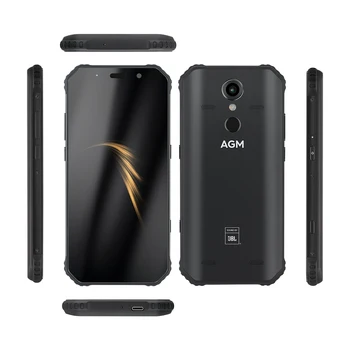 

AGM Smartphone Android 8.1 4G 64G Rugged Phone NFC Co-Branding 5.99" FHD 5400mAh IP68 Fingerprint Type-C Quad-Box Speakers A9