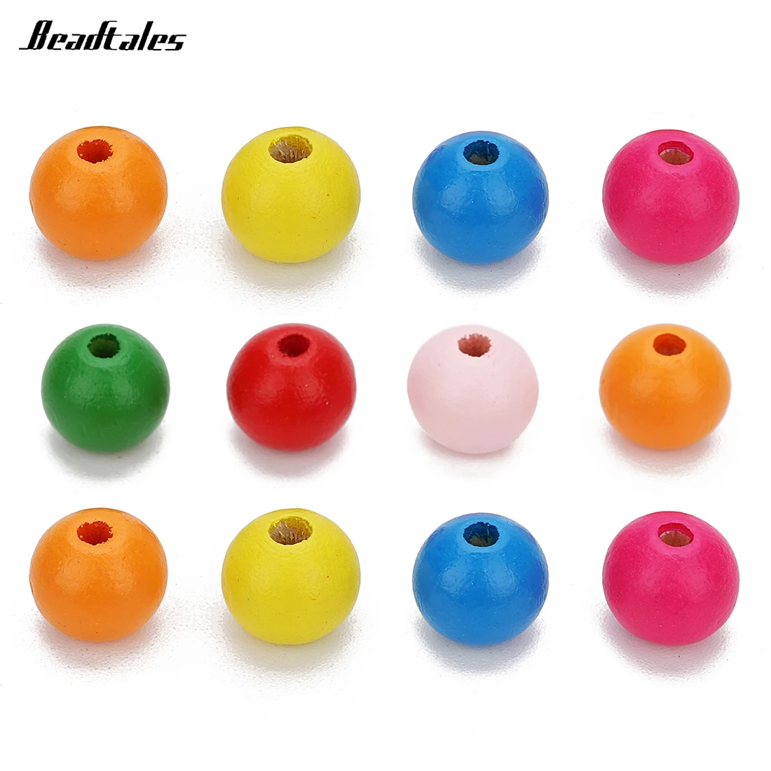 Beadtales 100 шт./лот 8 мм/10 мм/12 мм/14 мм круглые бусины из натурального дерева смешанные