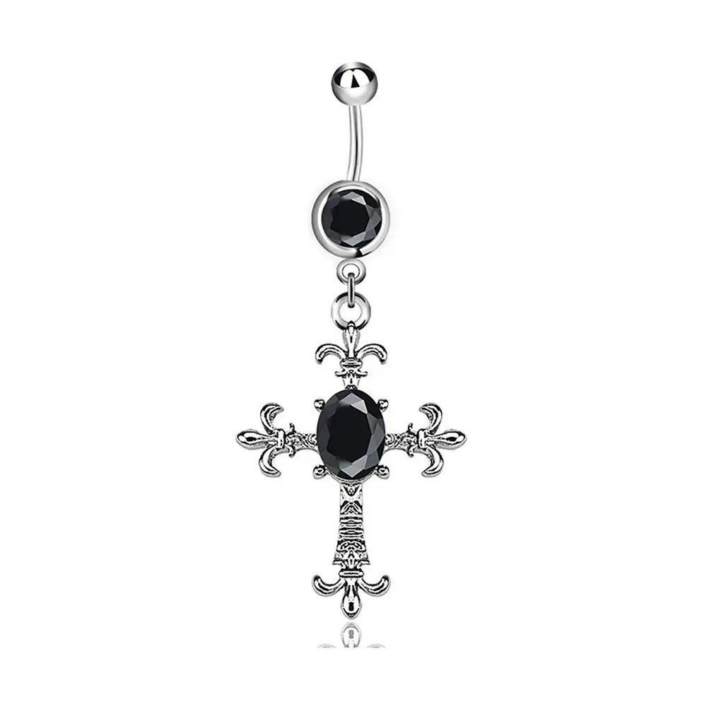 

Rhinestone Cross Ladies Piercing Navel Surgical Steel Belly Button Rings Navel Piercing Belly Button Ring For Women Jewelry