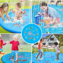 Kids Summer Funny Toys Inflatable Sprinkler Pad Water Play Mat Sprinkle and Splash Play Mat Toy for Outdoor Swimming Beach Lawn