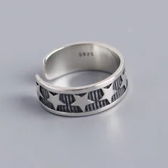 S925 silver woman's ring, original design opening adjustable, geometric line twining silver ring for women