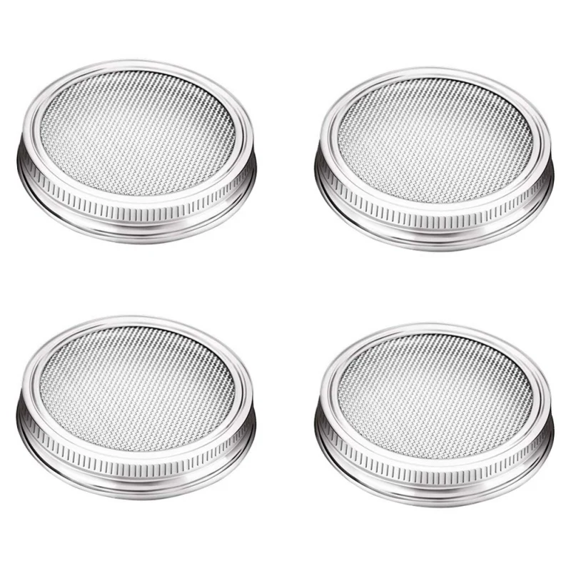 as the picture 4pcs Ситечко для проращивания из нержавеющей стали, портативное ситечко для проращивания, крышки для домашнего сита, крышки для семян банок, 4 шт - Цвет: as the picture 4pcs