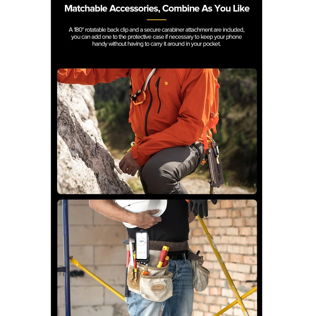 Ulefone Back Clip Phone Case TPU+PC for Power Armor 14 15 Pro 18T Ultra 19T 17 22 20W X31 ProT 23 Ultra 25T Pro 27 mini 20T Pro